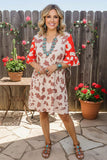 Leopard printed ruffle short sleeve women dress w/side pockets XCH15658(BS1)