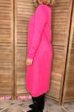Pink soft fabric & side pockets women cardigan w/long sleeve XCH15660