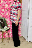 Western women's apparel wholesale aztec prints sheer short sleeve mesh top XCH15689