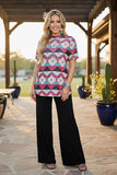 Western aztec sheer short sleeve women's boutique top Southern Stitch XCH15689 ES9