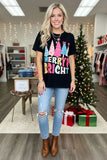 "MERRY BRIGHT" Christmas short sleeve women's boutique t-shirt XCH15733 HS3