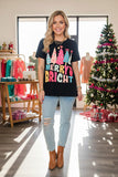 "MERRY BRIGHT" Christmas short sleeve women's boutique t-shirt XCH15733 HS3