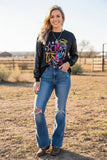 Western embroidery & sequin long sleeve women's boutique top XCH15788 GS5