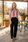 Western serape ruffle short sleeve baby doll women's boutique top XCH15806 (DS2)
