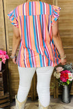 XCH15806 Western serape ruffle short sleeve baby doll women top