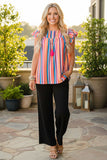Western serape ruffle short sleeve baby doll women's boutique top XCH15806 (DS2)