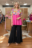 Chic tropical leaf print baby doll loose style women's boutique top Southern Stitch XCH15855 ES5