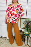 Women's blouse suppliers Floral prints w/double ruffle short sleeve top XCH15856