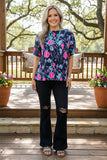 Trendy floral print short sleeve women's boutique top Southern Stitch XCH15893 (BS2)