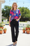 Western paisley short sleeve womens boutique top w/criss cross neck XCH15899