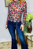 Women's boutique clothing wholesale poker printed long sleeve women's top XCH16104