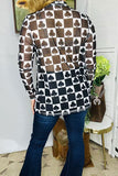 Western women's clothing wholesale black checkered & poker sheer long sleeve top XCH16105