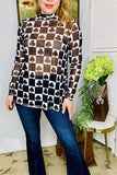 Western women's clothing wholesale black checkered & poker sheer long sleeve top XCH16105