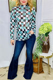 Western plus size women's clothing wholesale turquoise mesh long sleeve top XCH16111