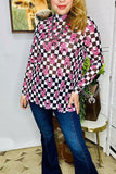 Western women's clothing suppliers checkered sheer long sleeve top XCH16113