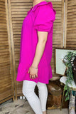 Women clothing wholesale Fuchsia ruffle short sleeve & V-neckline XCH16119