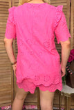 Western eyelet embroidery pink women's boutique set Southern Stitch XCH16195