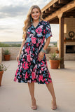 Western women's boutique dress floral print w/short sleeves Southern Stitch XCH16199 BS4