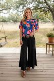 Trendy floral print bell sleeve women's boutique top Southern Stitch XCH16211
