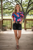 Trendy floral print bell sleeve women's boutique top Southern Stitch XCH16211