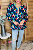 Multi color flower printed & striped balloon long sleeve women blouse XCH16345 (IS10)