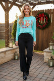 Christmas studs tree nutcracker mint long sleeve women's boutique top XCH16541 HS3