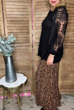 Plus size knitted black & lace long sleeve women blouse XCH16551 BS3