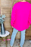 Plus size Gold glitter Santa embroidery hot pink long sleeve women sweatshirt XCH16590 ES2