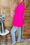 Plus size Gold glitter Santa embroidery hot pink long sleeve women sweatshirt XCH16590 ES2