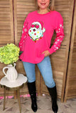 Glitter Christmas santa snowflake prints long sleeve women sweatshirts XCH16592