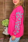 Glitter Christmas patch pink long sleeve women sweatshirts XCH16600