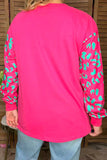 Glitter Christmas patch pink long sleeve women sweatshirts XCH16600