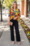 Western floral short sleeve baby doll style women's boutique blouse XCH16663 CS9