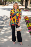 Western floral short sleeve baby doll style women's boutique blouse XCH16663 CS9