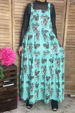 Southern Stitch Howdy cowboy printed  tiered women's maxi overall dress XCH17015