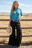Western turquoise sheer women boutique top Southern Stitch XCH17024 IS6