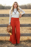 Western orange ruffled wide leg women's boutique pant Southern Stitch XCH17032