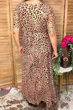 Restock--Western leopard mesh maxi women boutique dress Southern Stitch XCH17038