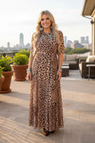 Restock--Western leopard mesh maxi women boutique dress Southern Stitch XCH17038