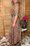 Restock--Western leopard mesh maxi women boutique dress Southern Stitch XCH17038
