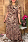 Restock--Western leopard mesh maxi women boutique dress Southern Stitch XCH17038