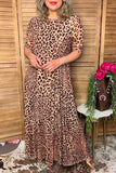 Restock--Western leopard mesh maxi women boutique dress Southern Stitch XCH17038