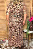 Restock--Western leopard mesh maxi women boutique dress Southern Stitch XCH17038