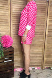 Southern Stitch checkered & cherry printed long sleeve top & shorts 2pc women's set XCH17039
