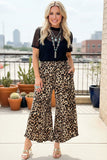 Restock--Western leopard wide leg high waist women's boutique pant XCH17040