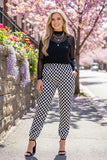Southern Stitch Black white checkered loose women's pants XCH17045