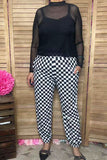 Southern Stitch Black white checkered loose women's pants XCH17045