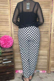 Southern Stitch Black white checkered loose women's pants XCH17045