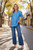 Western paisley blue short sleeve women's boutique top Southern Stitch GJQ17226