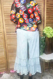 Western denim ruffled wide leg women's boutique jeans Southern Stitch XCH17097